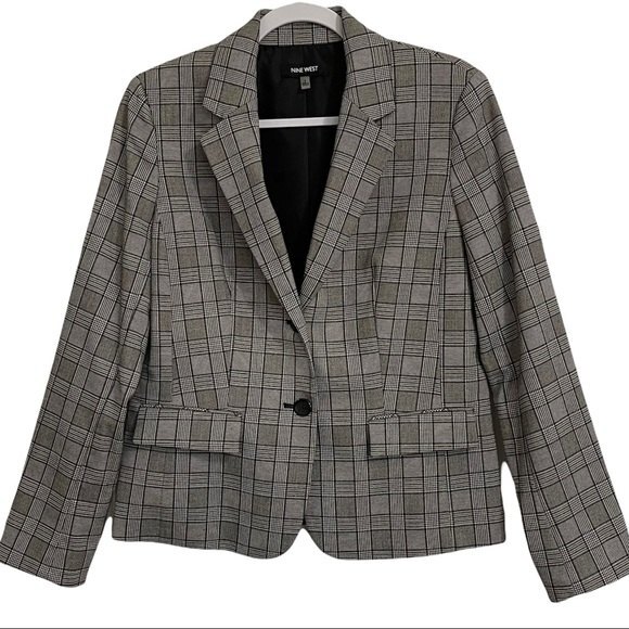 Nine West Plaid Blazer Classic Career Office Business Pockets Like New Size 8 - Picture 4 of 12